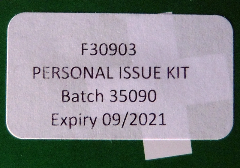 April edition Personal Issue Kit label: F30903